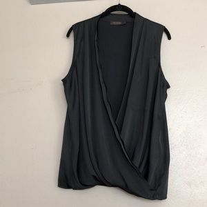 The limited black satin deep cut shirt